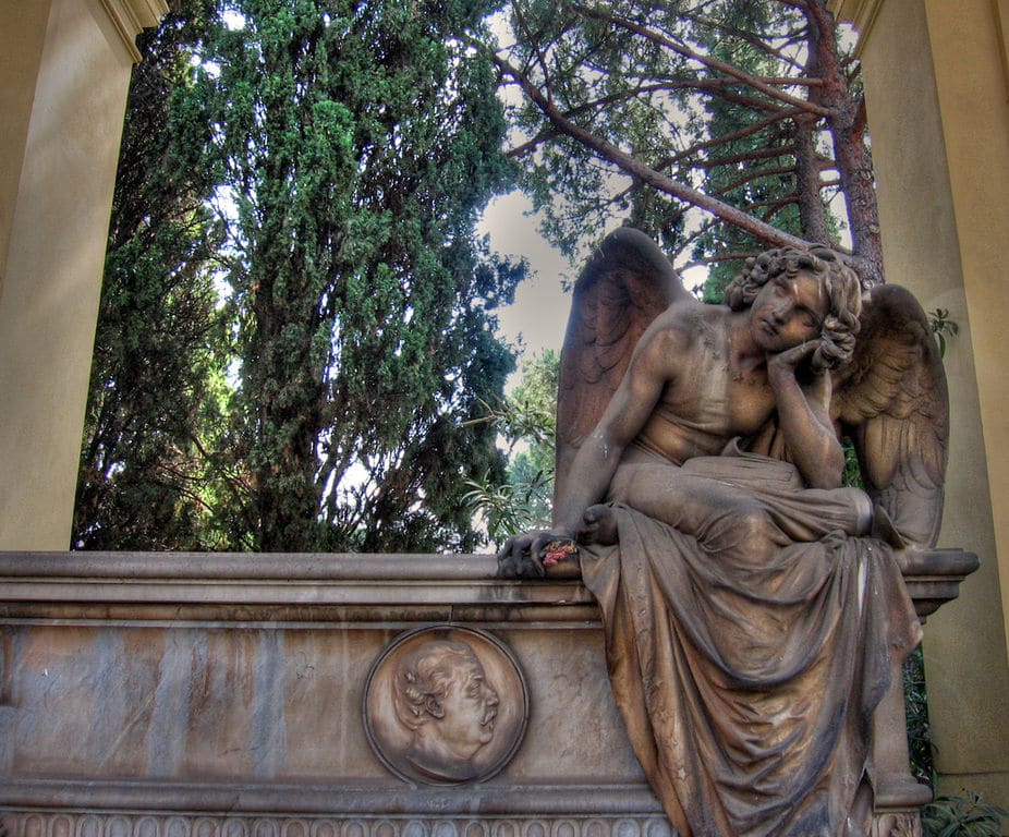 Statue du cimetière Campo Verano dans le quartier de San Lorenzo à Rome. Photo de Iessi