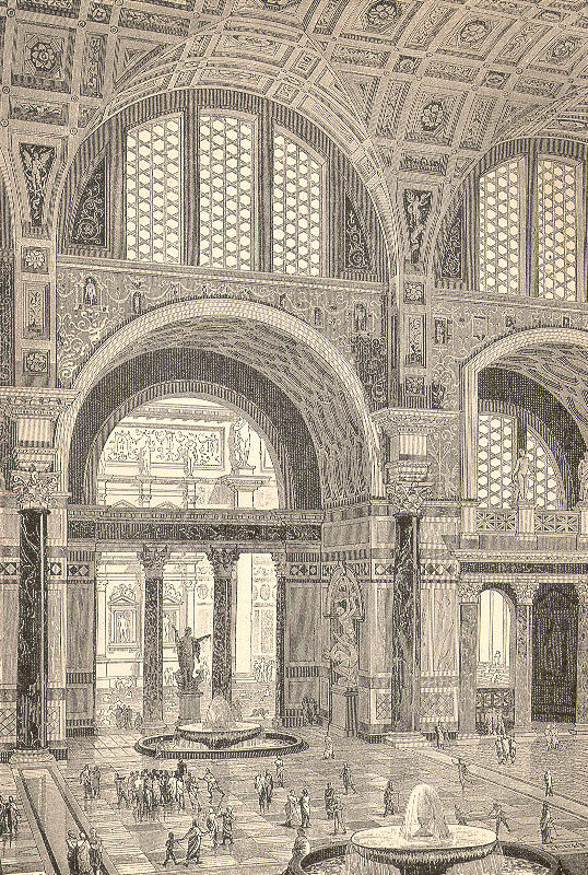 Reconstitution par Tiersch (1899) des thermes de Caracalla à Rome.