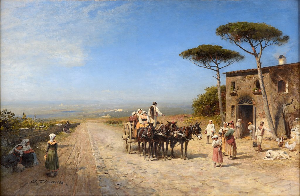 Osteria sur la Via Appia près de Rome par le peintre Albert Flamm.