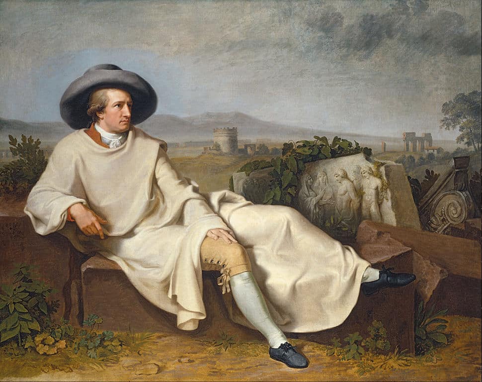 Grand Tour : Goethe sur fond de Via Appia à Rome par Johann Heinrich Wilhelm Tischbein.