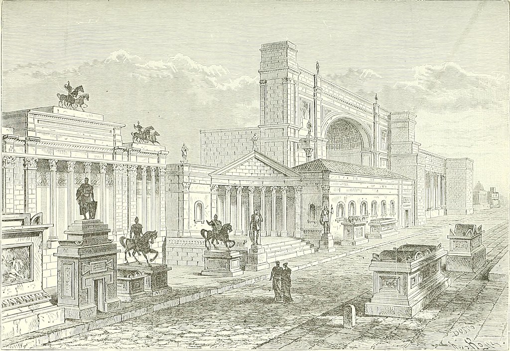 Villa de Quintili sur la Via Appia à Rome, représentation de 1883.