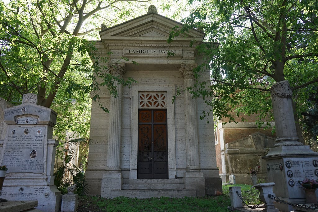 Mausolée néoclassique au Cimetière Verano à Rome.