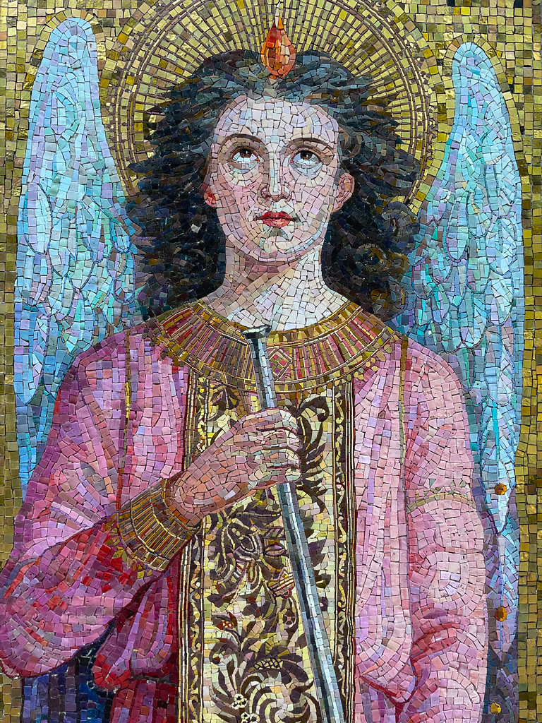 Mosaïque d'ange au Cimetière Verano à Rome.