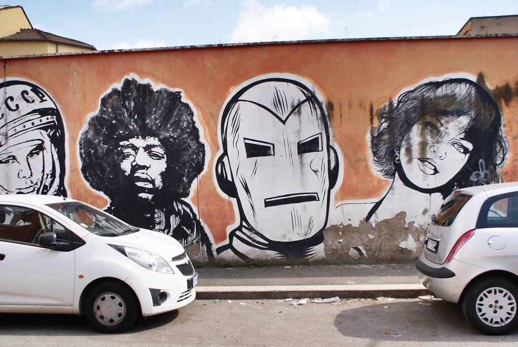 Wall of fame : Street art dans le quartier d'Ositense à Rome.