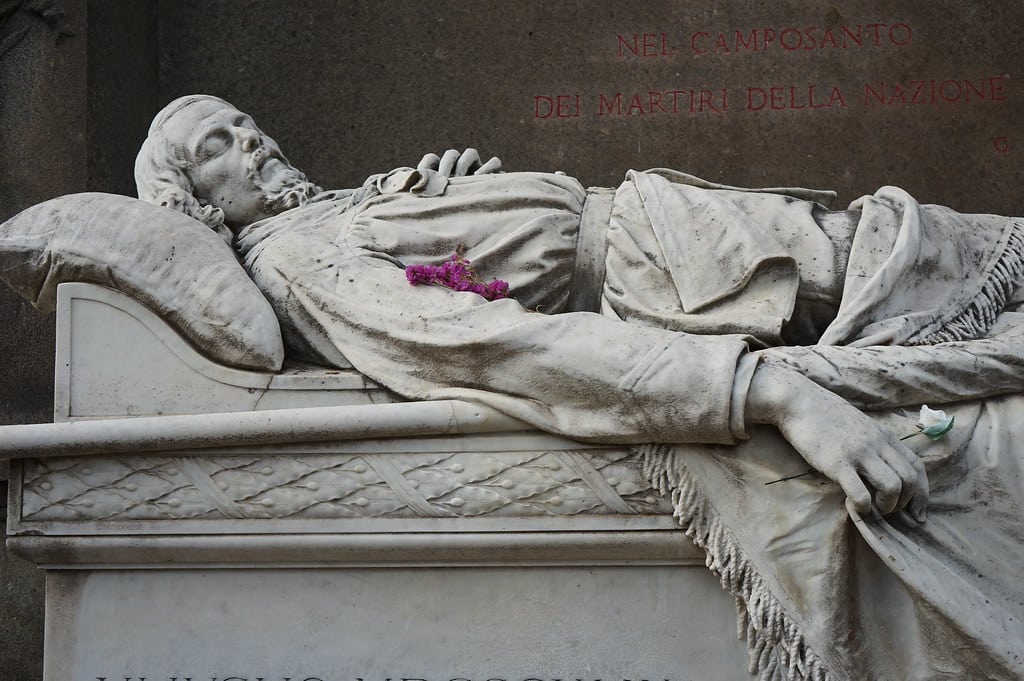 Goffredo Mameli, l'auteur de hymne italien au Cimetière Verano à Rome.