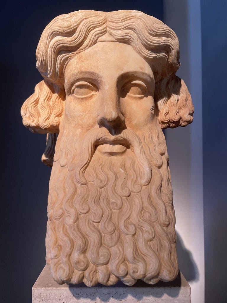 Tête d'Hermes ou de Dionysos dans la Villa des Quintili à Rome.