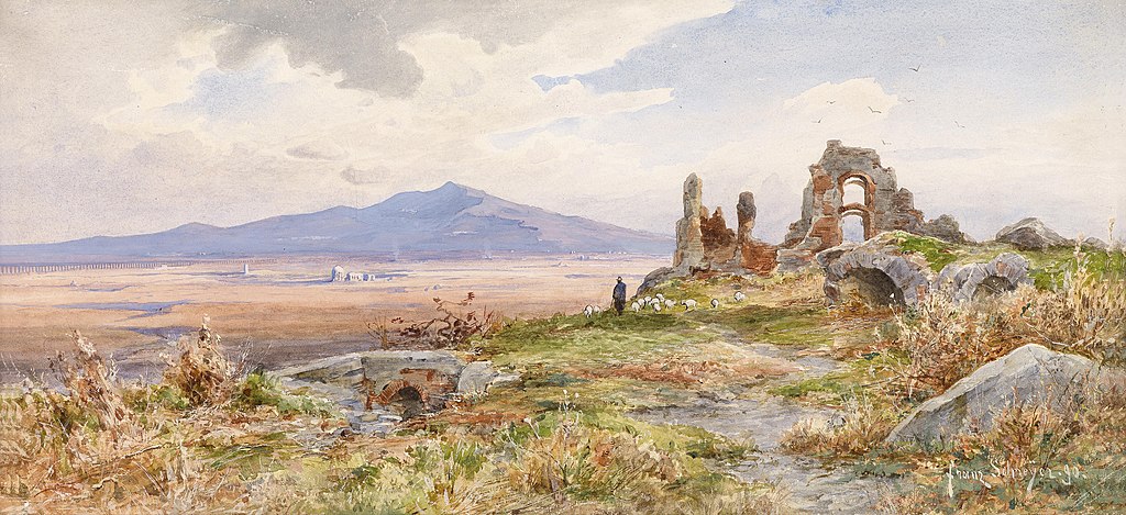 Villa de Quintili et campagne romaine - Tableau de Franz Schreyer