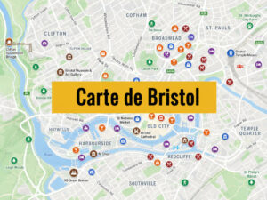 Carte de Bristol (Angleterre) : Tous les lieux du guide