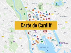 Carte de Cardiff (Pays de Galles) : Tous les lieux du guide