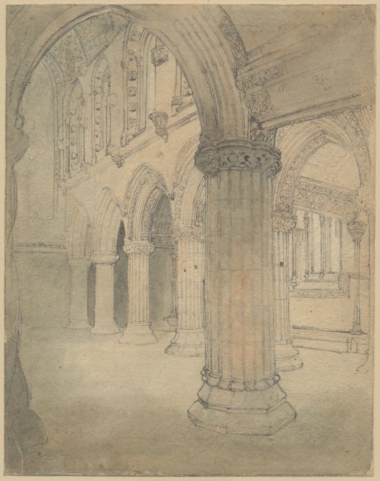 Autel de la chapelle Rosslyn près d'Edimbourg en Ecosse. Image de la Cornell University Library.