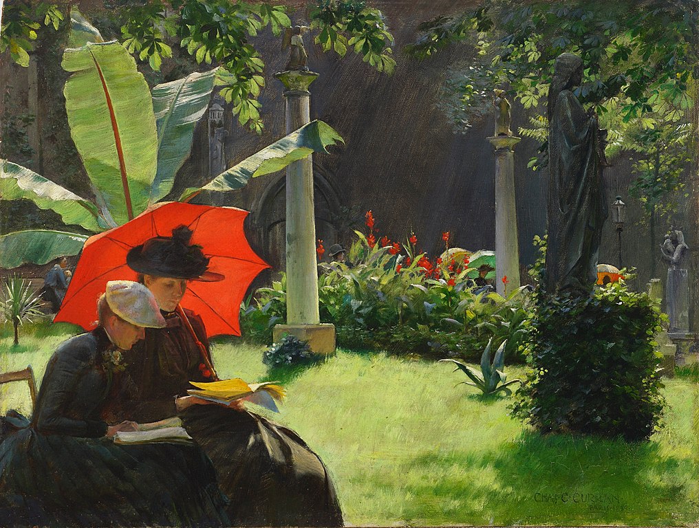 "Afternoon in the Cluny Garden, Paris" de Charles Courtney Curran (1889) au Young Museum de San Francisco.