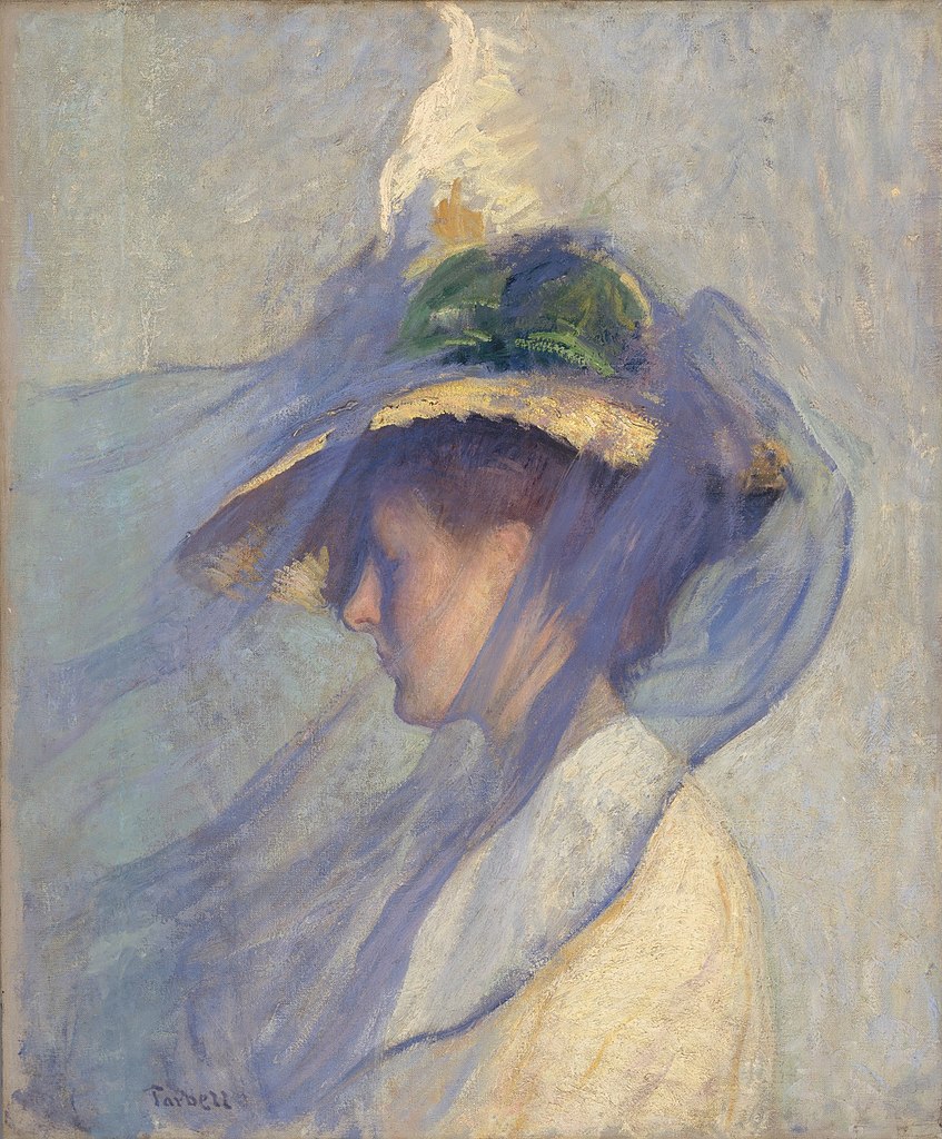 "The Blue Veil" d'Edmund Tarbell (1898) au Young Museum de San Francisco.