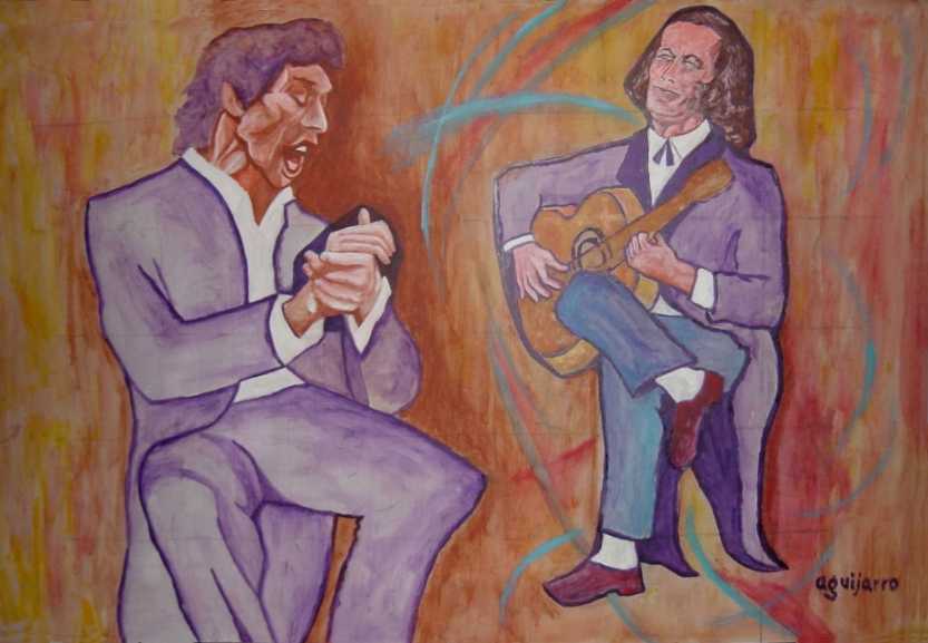 Salles de concerts et lieux de spectacle de flamenco à Séville : Peinture de Camarón de la Isla et Paco de Lucía.
