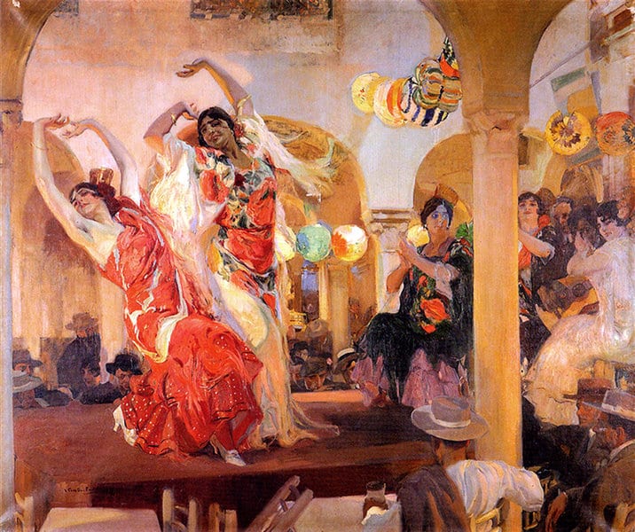 Flamenco à Séville : "Baile en el Café Novedades de Sevilla" de Joaquín Sorolla