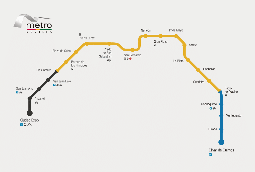 Carte du métro de Séville - Image Andreuvv