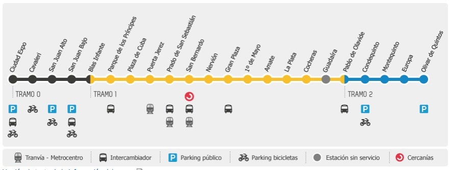 Plan du métro de Séville.