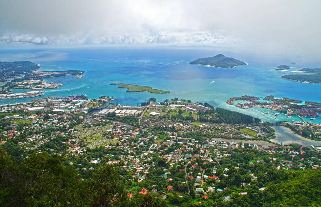 Vue aérienne sur les Seychelles.