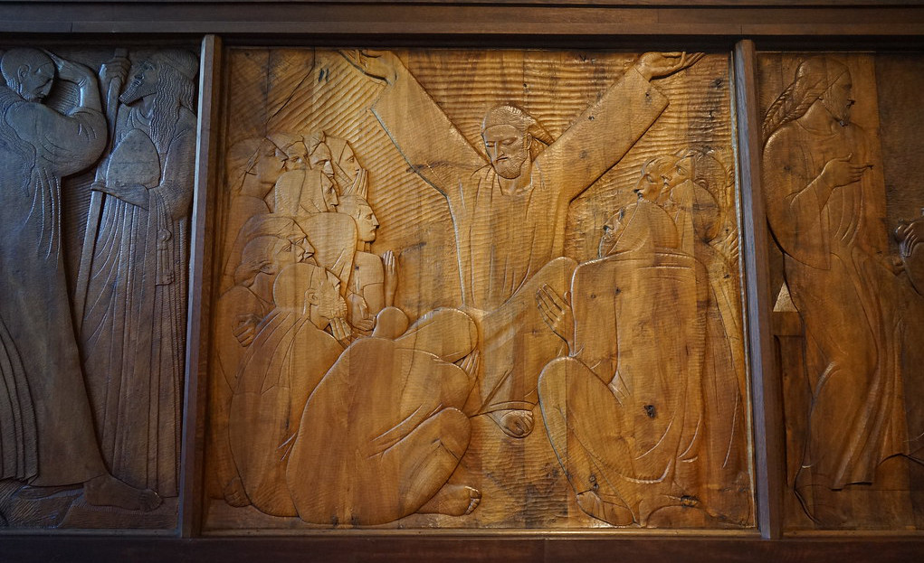 Panneau en bois représentant Jésus dans la Chapelle - Castelet.