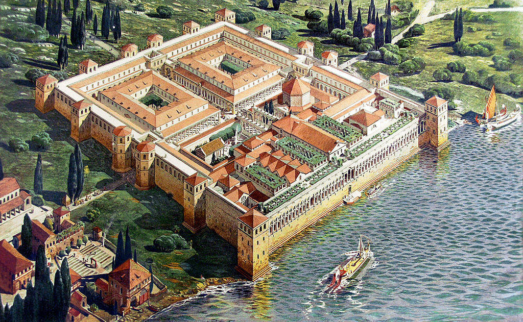 Illustration du Palais Dioclétien pendant l'empire romain par Ernest Hebrard (1912).
