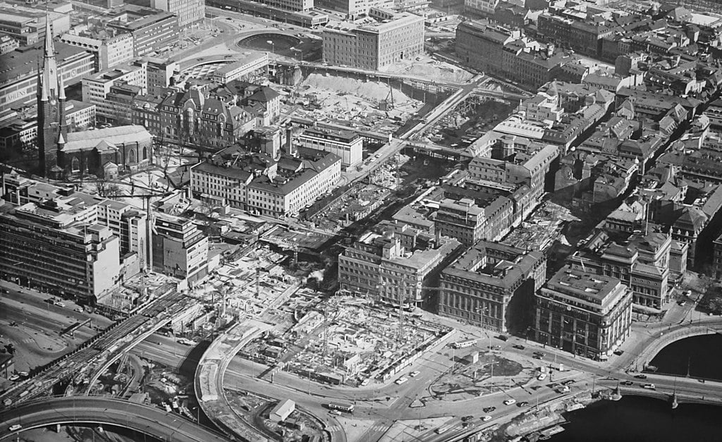 Reconstruction du centre de Stockholm (Norrmalm) - Photo d'Erik Claesson (1968).