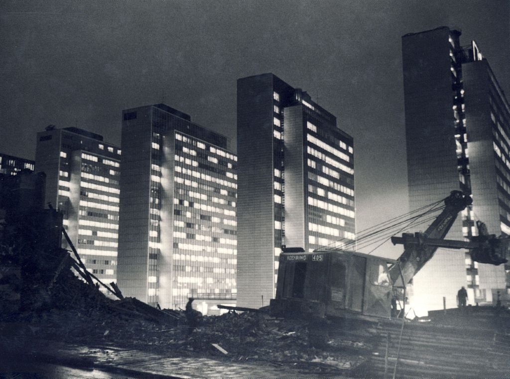 Travaux dans le centre de Stockholm en 1960 - Photo de Folke Hellberg