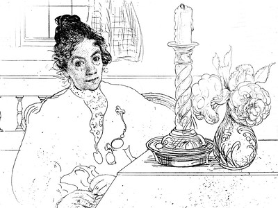 Coloriage à Stockholm : Dessin de Carl Larsson