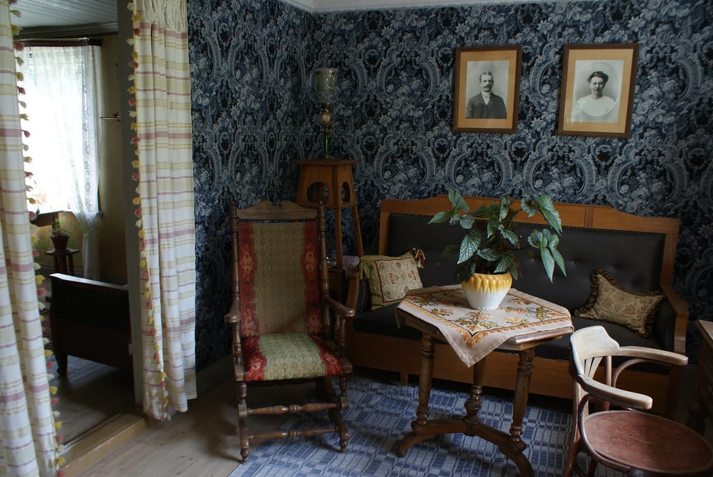 Intérieur d'une maison bourgeoise du Skansen de Stockholm.