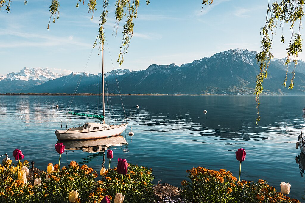 Voilier sur le Lac Léman  à Montreux - Photo de Deralpinbergsteiger - Licence ccbysa 4.0