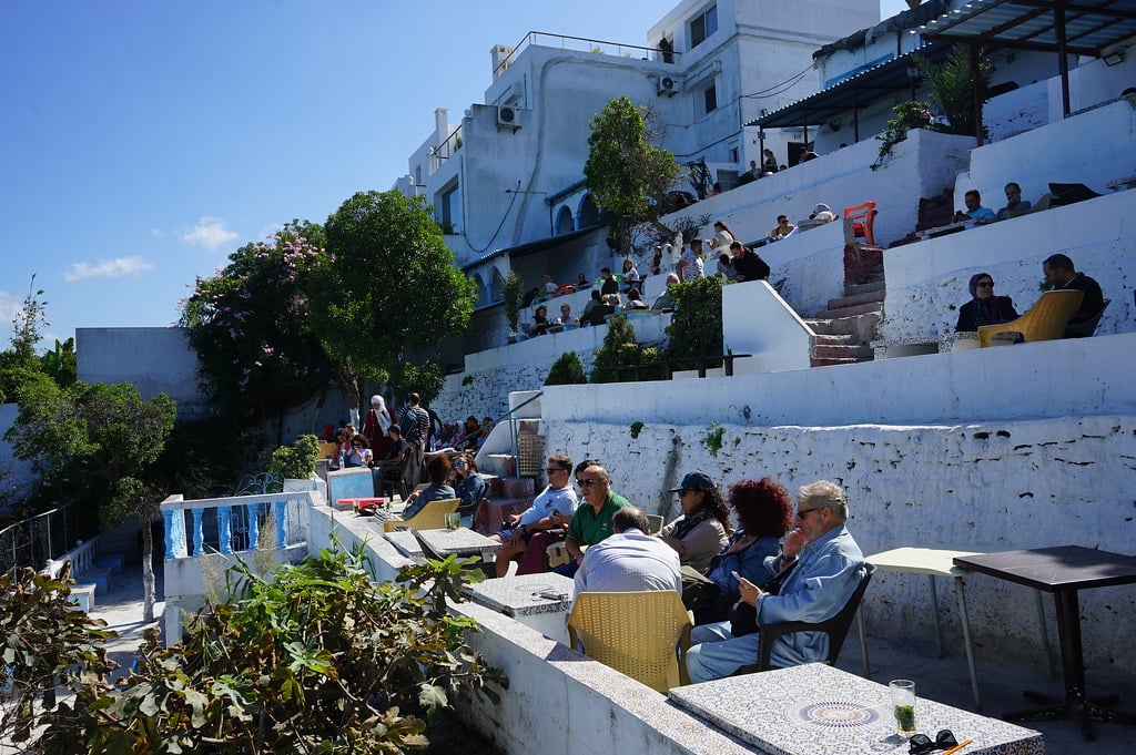Terrasses du café Hafa à Tanger.