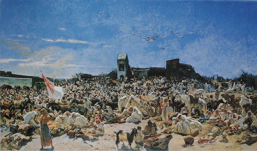 Grand Socco à Tanger vers 1880 par le peintre Frank Buchser