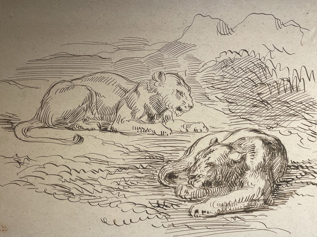 Lions de l'Atlas par Eugène Delacroix dans le Musée Dar Niaba à Tanger.