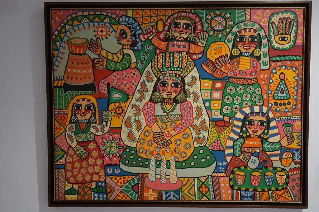 Toile de Fatna Gbouri dans le musée de la Villa Harris à Tanger.