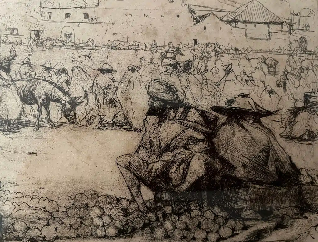 Dessin de James McBey dans le Musée de la Légation américaine à Tanger.