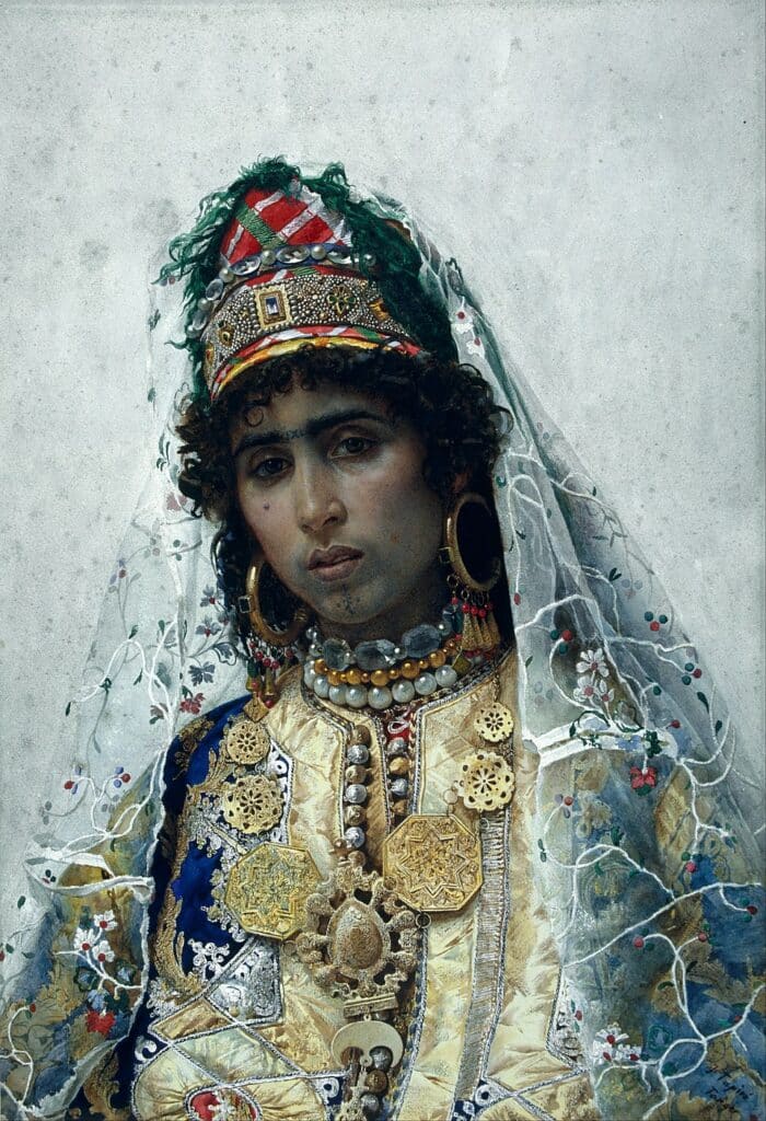 "Mariée berbère" par Josep Tapiro, peintre orientaliste nautaliste ethnolographe.