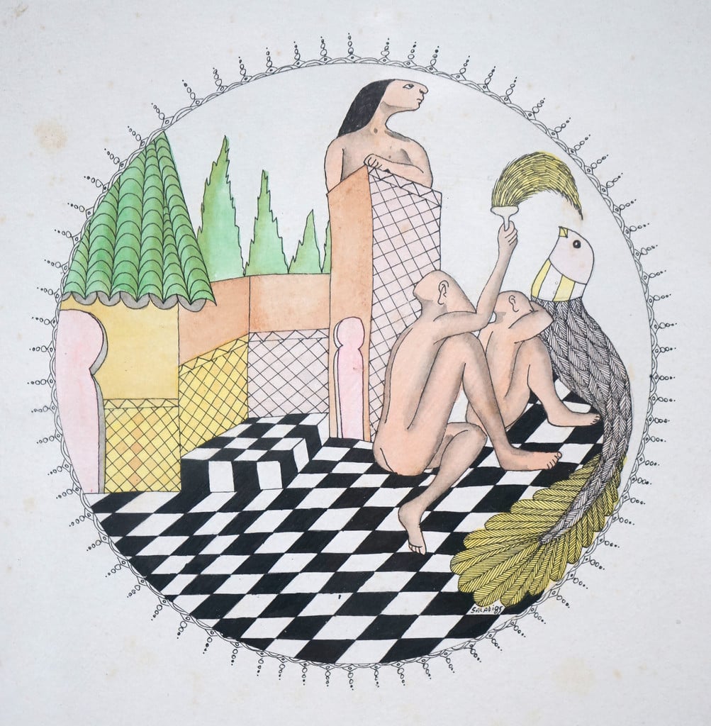 Oeuvre d'Abbes Saladi, artiste de Marrakech dans le musée de la Villa Harris à Tanger.