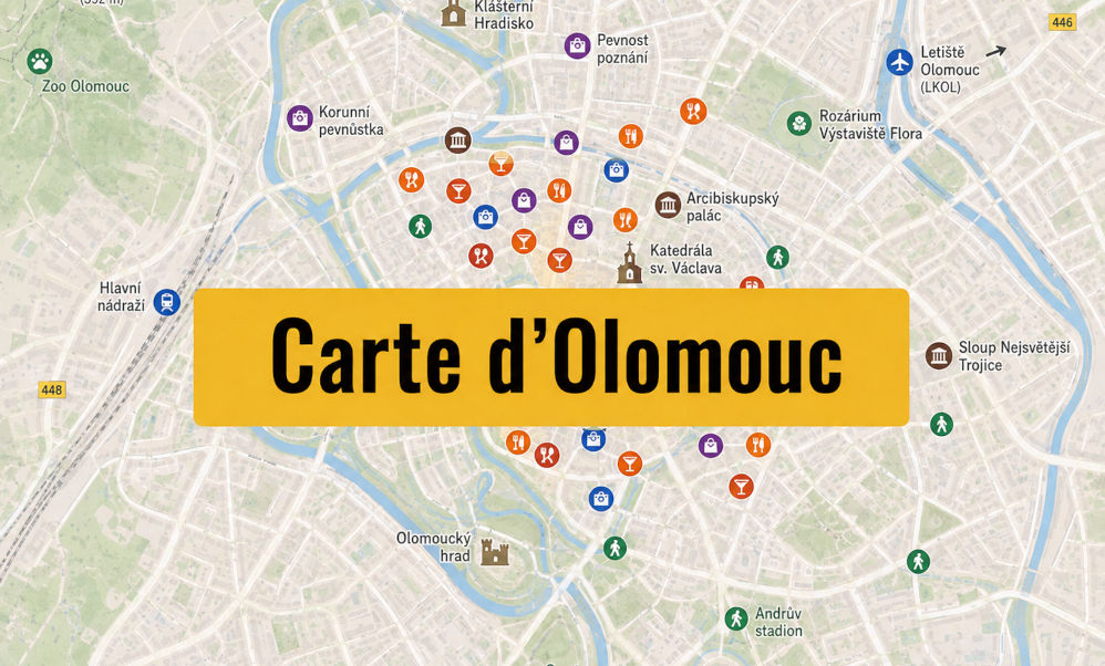 Carte d’Olomouc : tous les lieux du guide
