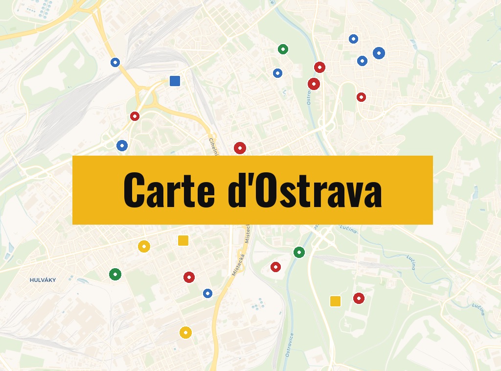Carte d’Ostrava : Tous les lieux du guide
