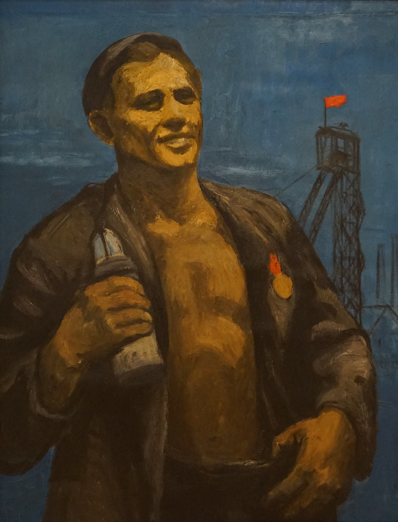Affiche pour le "Jour du mineur" (1950) au musée d'art moderne GVUO d'Ostrava.