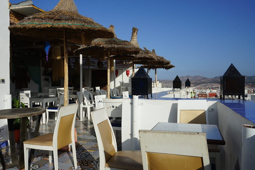 Terrasse du Café Borj El Hafa à Tétouan.