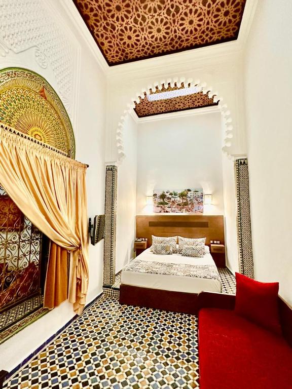 Chambre de l'hotel Riad el Manantial à Tétouan.