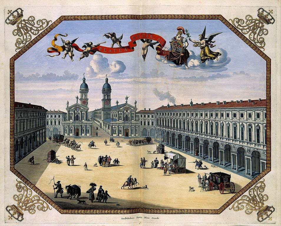 Piazza San Carlo de Turin en 1690 par l'Atlas Van der Hagen.