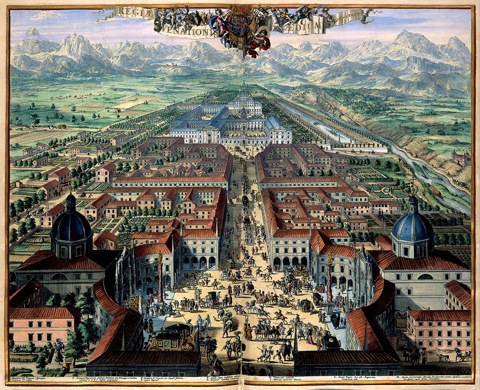 Via Po de Turin en 1690 par l'Atlas Van der Hagen.