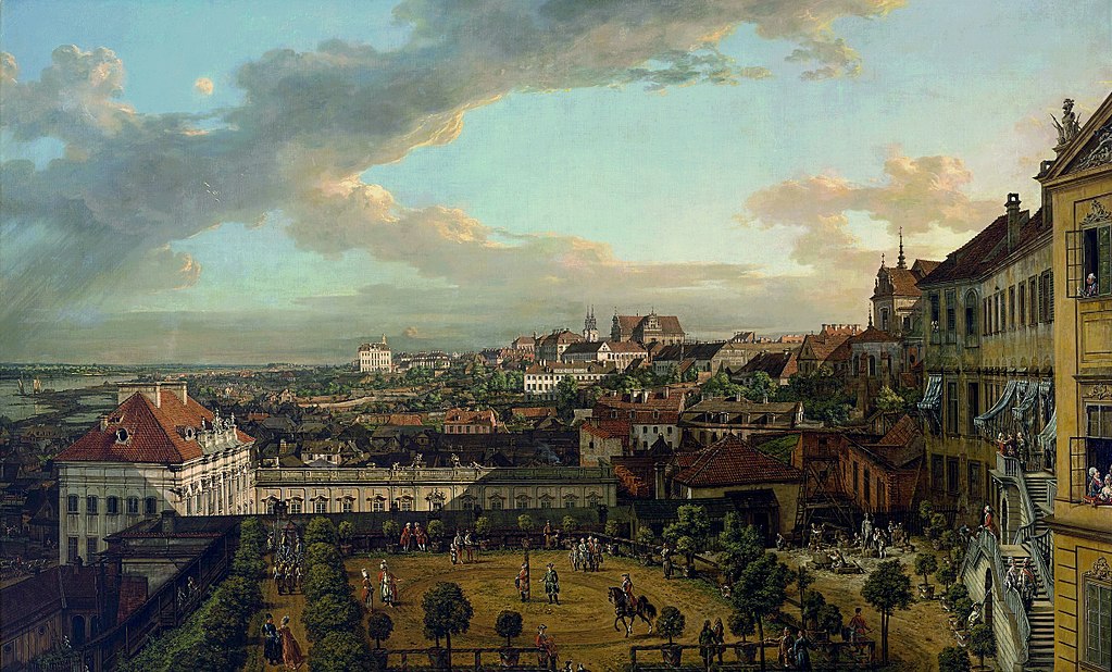 Vue de Varsovie depuis les terrasses du Chateau Royal par Bellotto (appellé Canaletto) vers 1773.