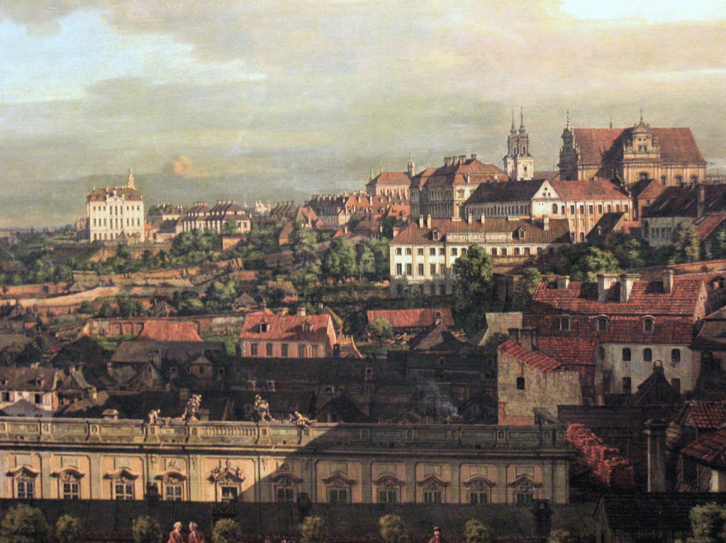 Vue sur Varsovie depuis le Chateau Royal par Bellotto (1773). 