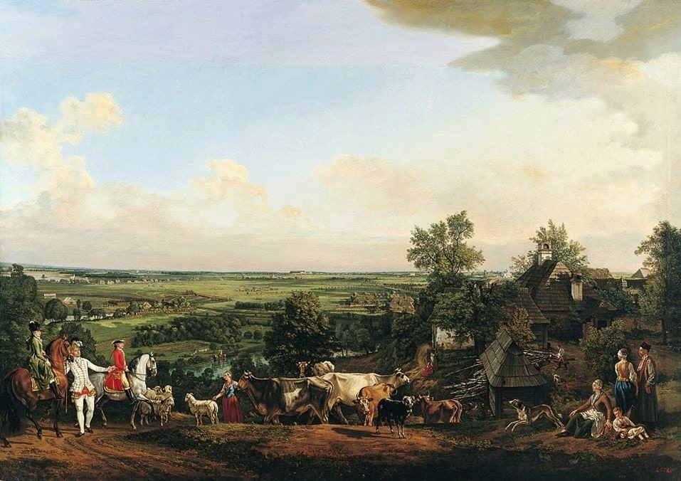 "Prairie de Wilanow" au sud de Varsovie par le peintre Bellotto (Canaletto) en 1775.