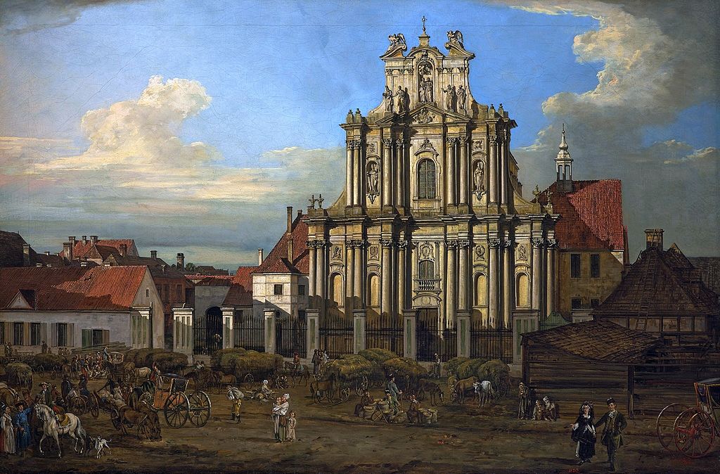 Eglises des visitandines à Varsovie sur une toile de Bellotto (Canaletto).