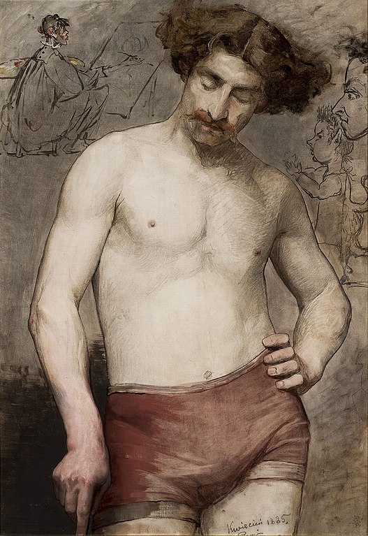 Tableau "Homme demi nu" (1885) par Bilińska au Musée National de Varsovie.