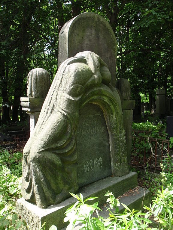 Sculpture d'Abraham Ostrzeg pour Karol Himmelfarb dans le cimetière juif de Varsovie - Photo de Mzungu