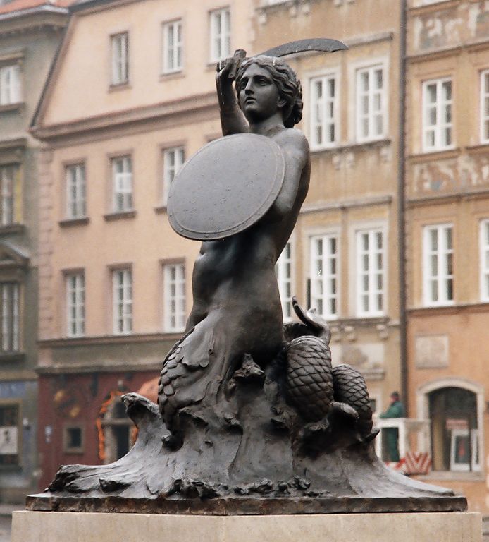 La petite sirène de Varsovie sur le Rynek de la vieille ville - Photo d'ABX