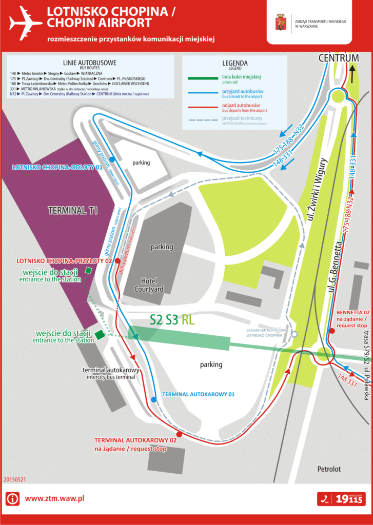 Carte de l'aéroport de Varsovie Chopin